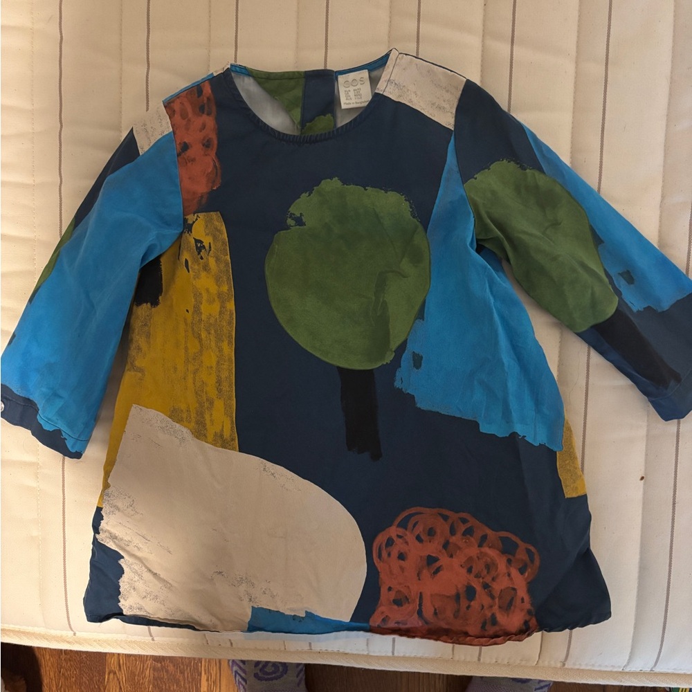 COS Blue and Green Long Sleeve Artistic Tee 1-2Y